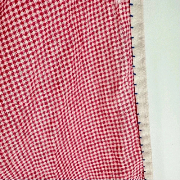 Vintage 40’s handmade appliqué gingham curtain for nursery with kitten and puppy - Picture 6 of 11